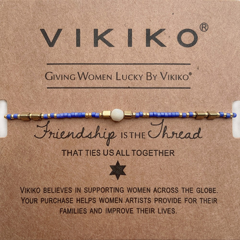 VIKIKO Lucky Miyuki Seed Beads Bracelet for Women Girl Gift Handmade Beaded Jewelry Natural Stone Adjustable Bracelets