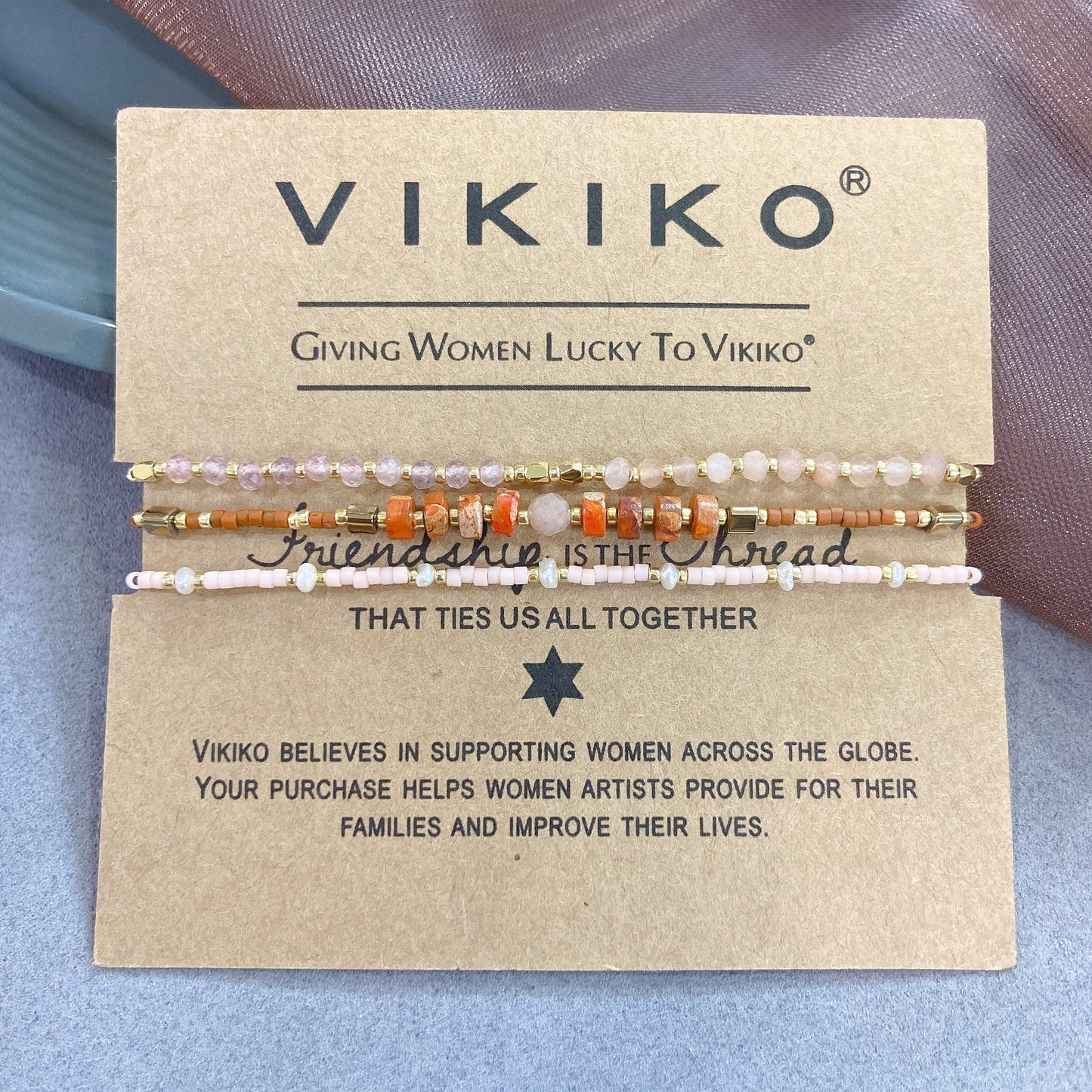 VIKIKO Natural Stone Pearl Bracelet Miyuki Beads Dainty Bracelets Set