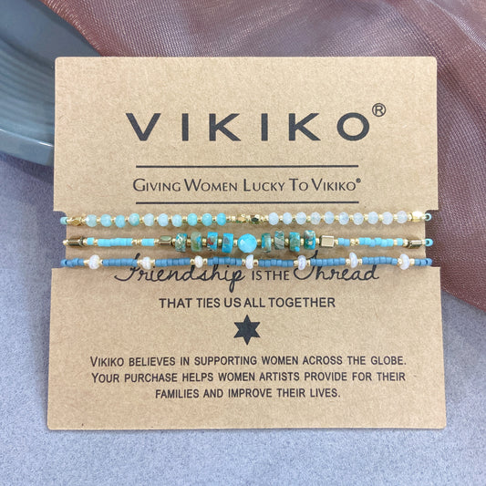 VIKIKO Miyuki Delica Beads Bracelet Natural Stone Freshwater Pearl Dainty Bracelets Set