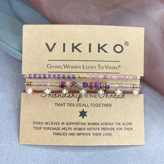 VIKIKO Natural Amethyst Bracelet Jewelry Set Gift for Girl Friend Miyuki Bracelet for Women Dainty Bracelet