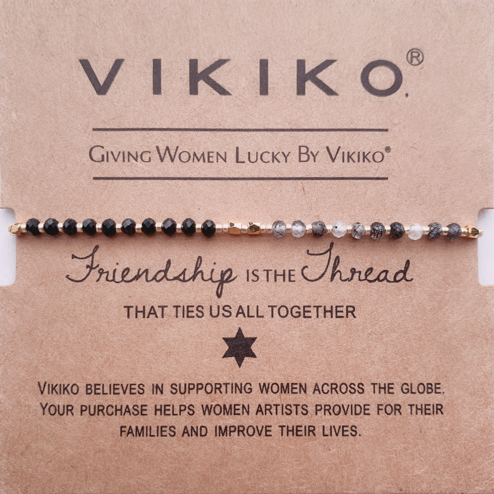 VIKIKO Grey Moonstone Bracelet Natural Faceted Stone Bracelet Handmade Braided Bracelet Gifts for Her