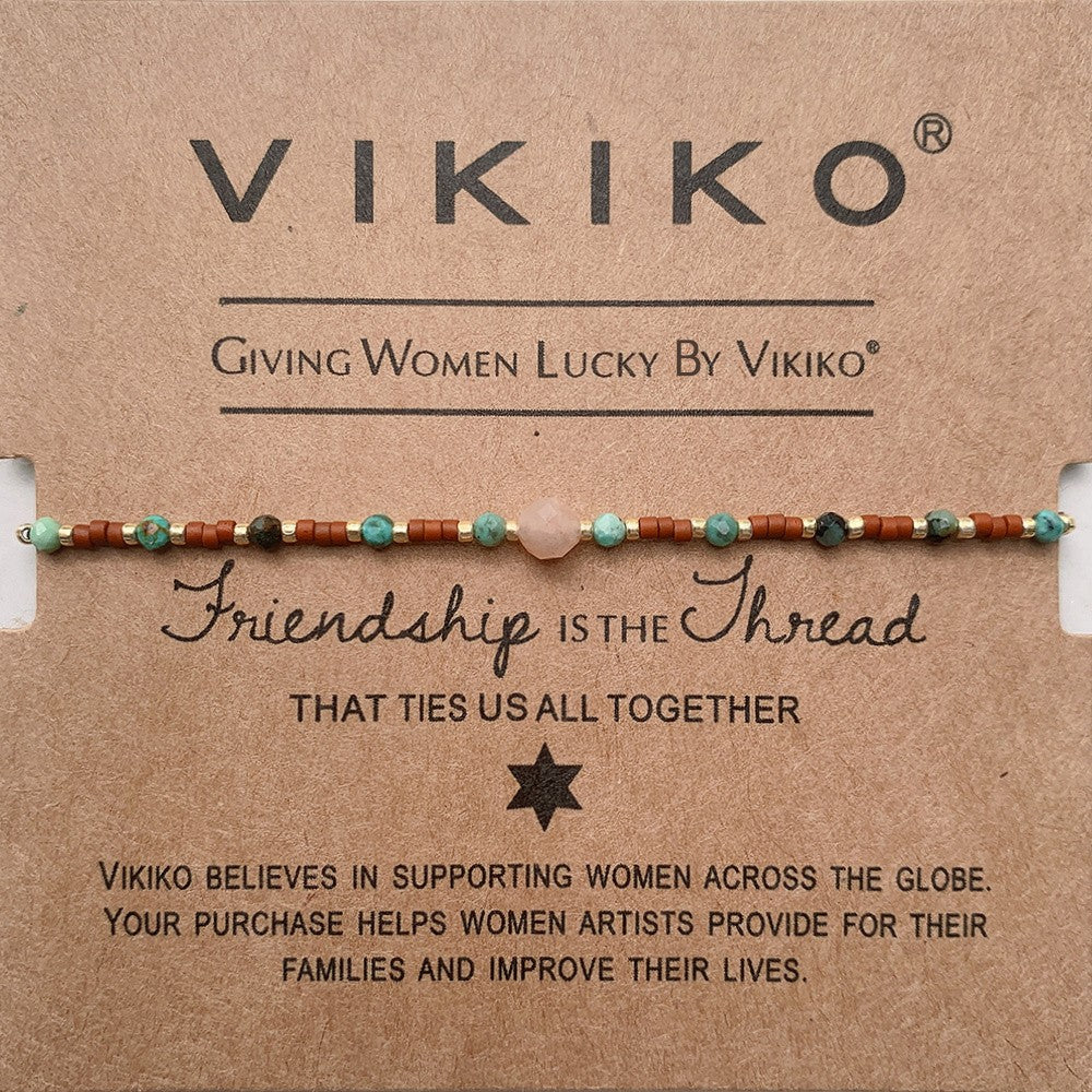 VIKIKO Black Miyuki Beads Dainty Bracelet Set Natural Stone Pearl Adjustable Rope Bracelet Jewelry