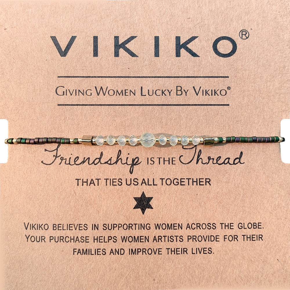 VIKIKO Black Beaded Bracelet for Women Natural Stone Bracelet Handmade Braided Bracelet Miyuki Beads Bracelet