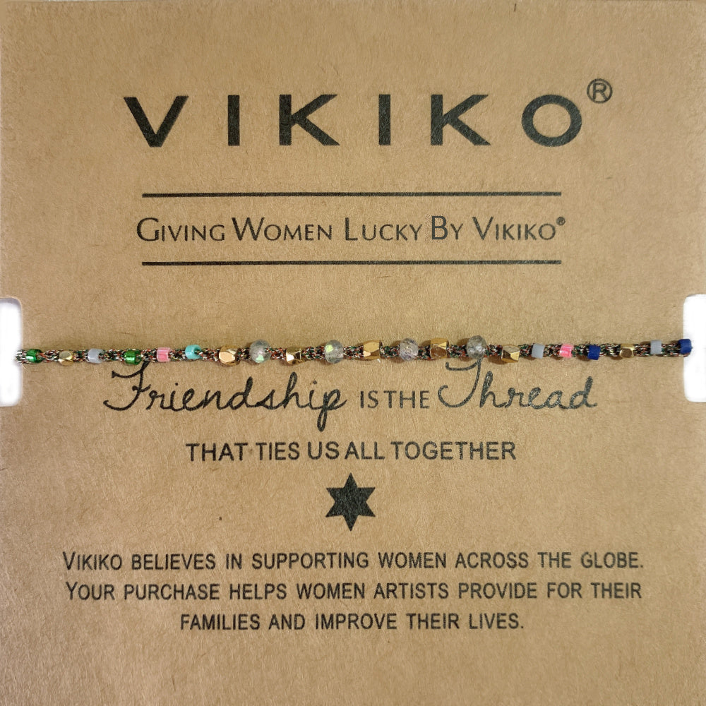 VIKIKO Grey Moonstone Bracelet Natural Faceted Stone Bracelet Handmade Braided Bracelet Gifts for Her