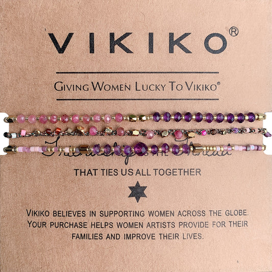 VIKIKO Purple Beads Bracelets Set for Women Miyuki Seed Beads Bracelet Natural Faceted Stone Bracelet