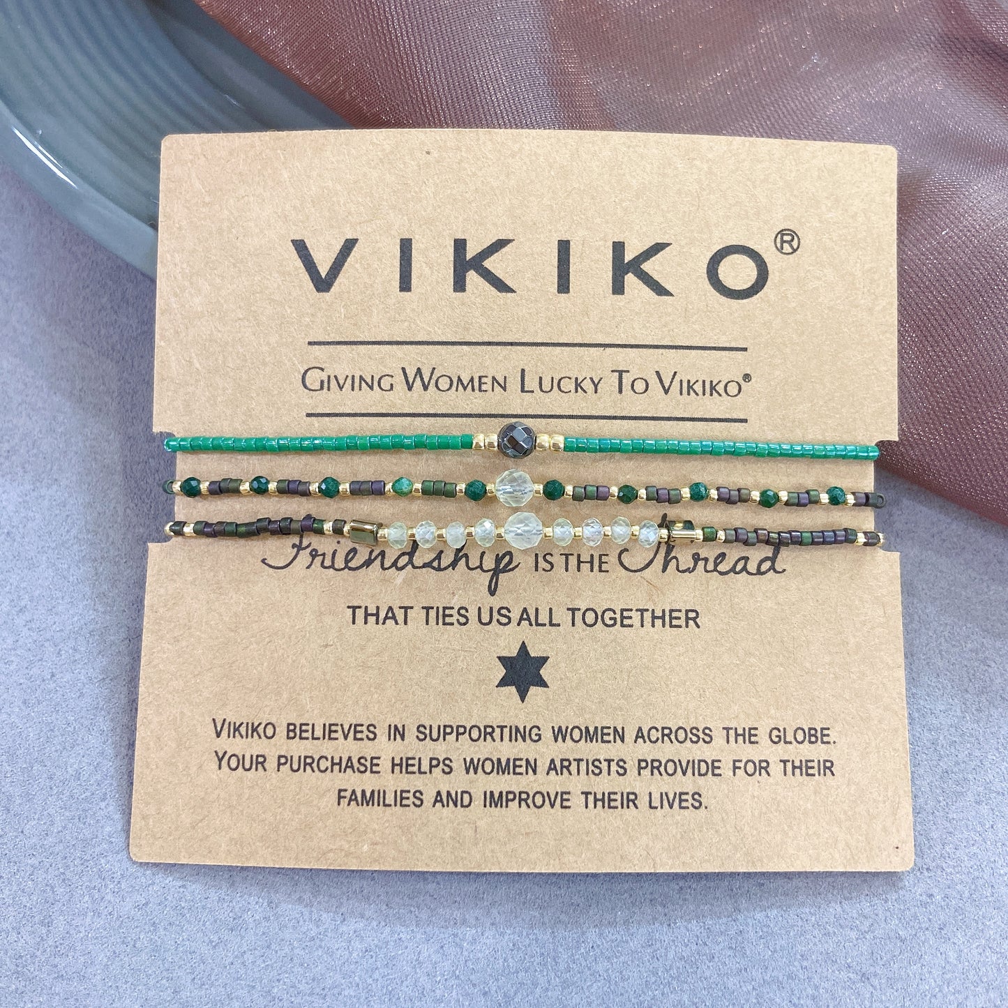 VIKIKO Miyuki Delica Beads Bracelet Natural Stone Dainty Bracelets Set