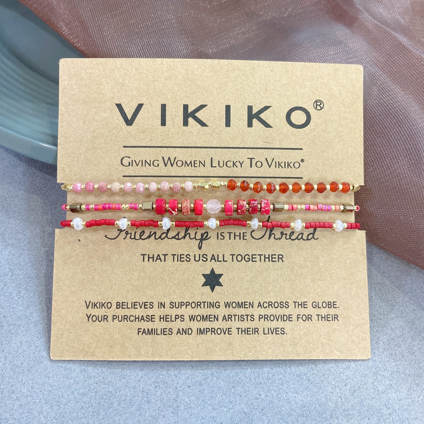 VIKIKO 3pcs/lot Bracelet set Jewelry Natural Stone Beaded Bracelet Jewelry Gift Freshwater Water Pearl Bracelet Red Miyuki Bracelet